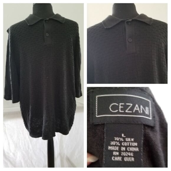 Cezan black short sleeves silk knit top size large - Picture 1 of 1